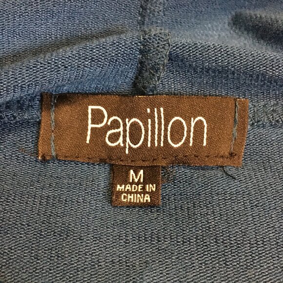 Peacock Blue Button Wrapover Handkerchief Hem Sweater - Picture 10 of 16